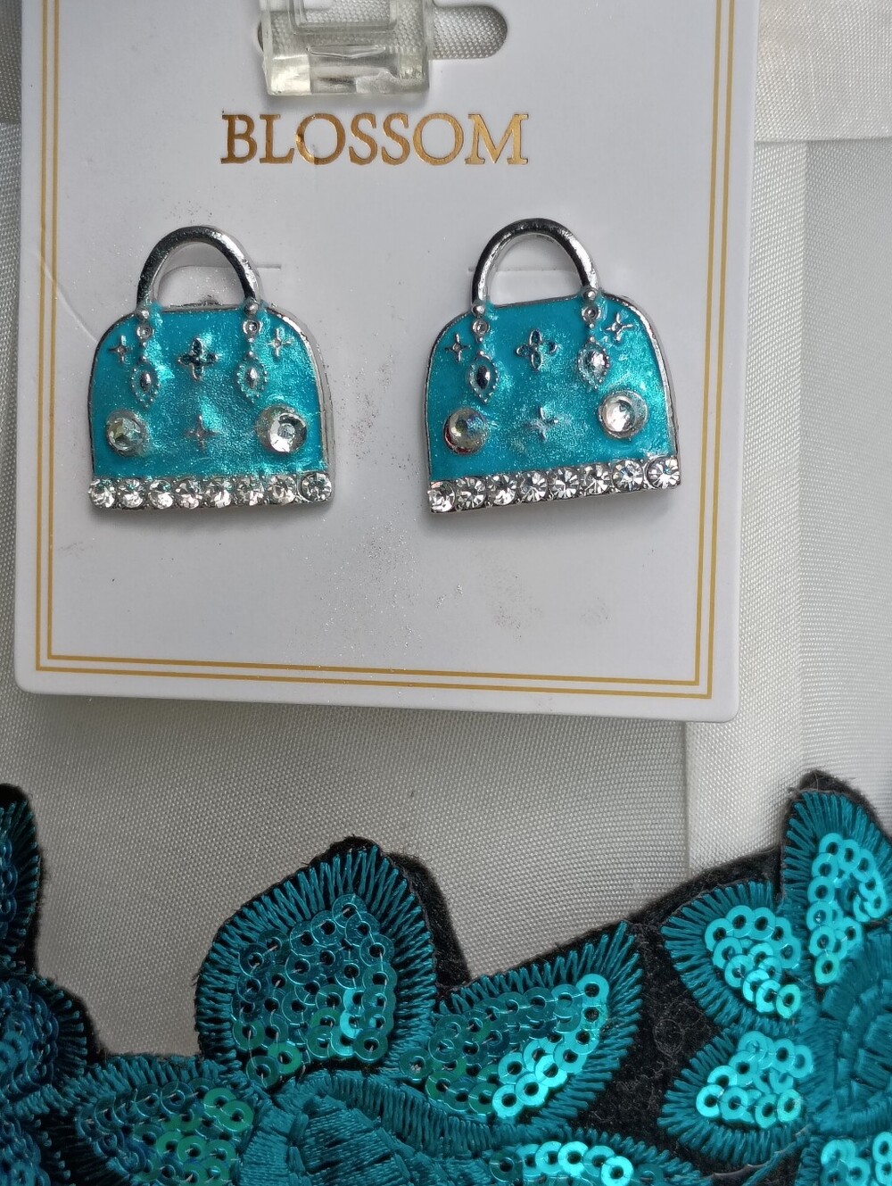 Frosted Aqua Blue Handbag Earrings